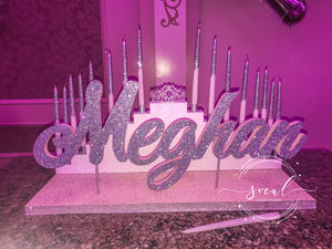 Step Tiered Candelabra, Glitter Candles and Card Box Set for Sweet 16 Party