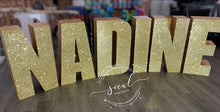 Load image into Gallery viewer, Glitter Large Freestanding Foam Letters Priced EACH for Prop or Candy Dessert Table Wedding, Graduation, Birthday
