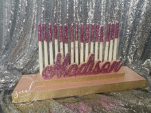 Load image into Gallery viewer, Sweet 16 Candelabra, Candle Lighting Ceremony Name Board, Quince, Bat Mitzvah
