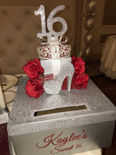 Load image into Gallery viewer, Step Tiered Candelabra, Glitter Candles and Card Box Set for Sweet 16 Party
