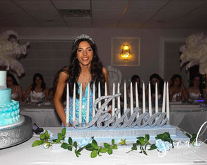 Beautiful SWEET 16 Candelabra, Candle lighting ceremony, Quince or Mitzvah Candelabra Ceremony