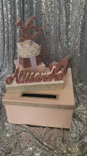 Load and play video in Gallery viewer, Tiara &amp; Stiletto Sweet 16, Quince or Mitzvah Tower Card Box
