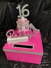 Load image into Gallery viewer, Tiara &amp; Stiletto Sweet 16, Quince or Mitzvah Tower Card Box
