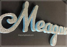 Load image into Gallery viewer, Custom Script Name for wall hanging, Candy Buffet. Sweet 16, backdrop, Nursery, Quince, Mitzvah
