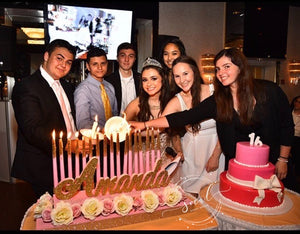 Sweet 16, Quince, Mitzvah Candelabra Candle Lighting Ceremony Roses & Glitter Candles