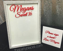 Load image into Gallery viewer, Framed Sign in with Hearts drop in Wedding, Sweet 16, Mitzvah
