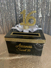 Load image into Gallery viewer, Rhinestone Custom Card Box with glitter number or silhouette
