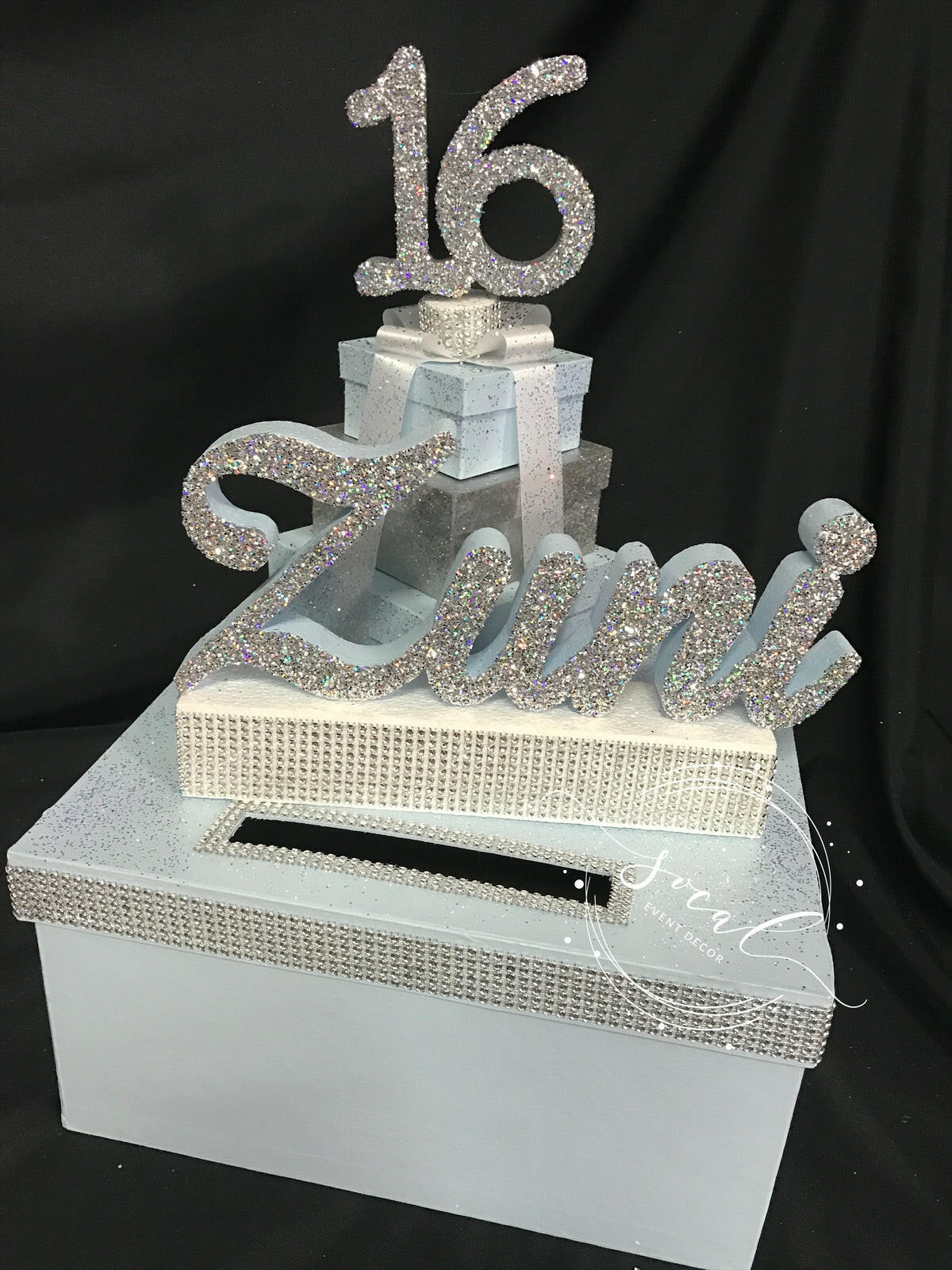 Initial Card Box Beautiful Card Box with Custom Name and Mini Box Stack