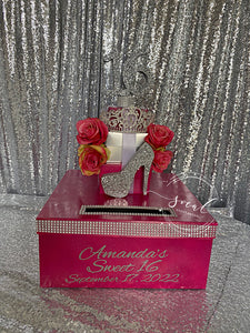 Stiletto & Roses Tower Themed Card Box Money Box