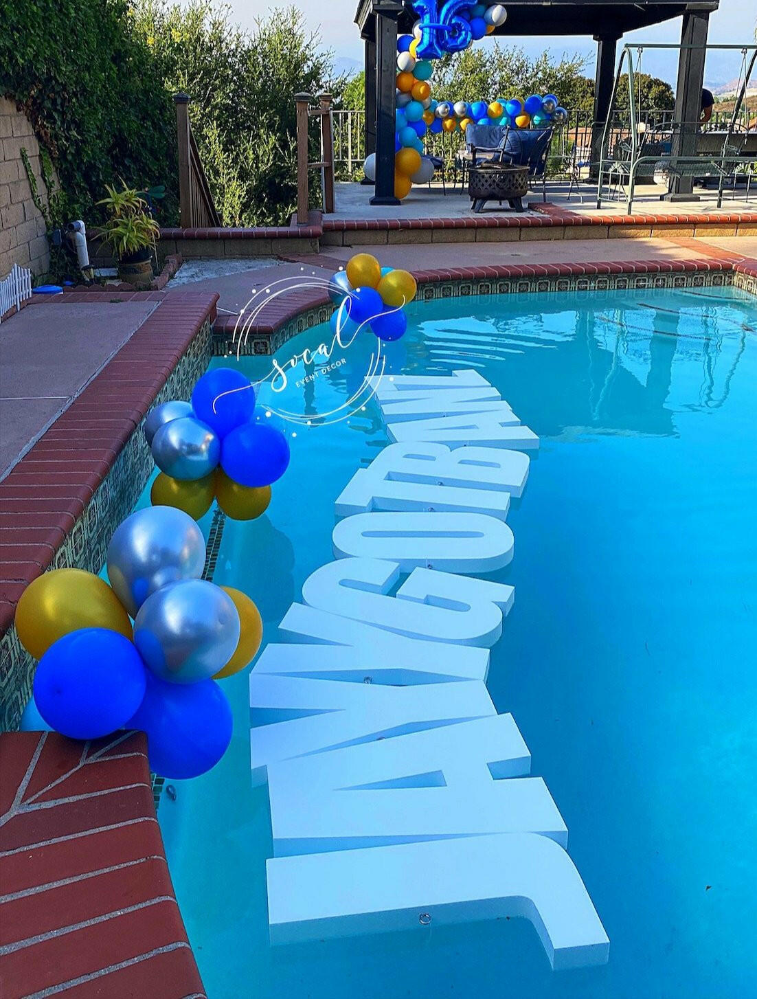 Custom pool float for birthday, corporate event - floating letters!