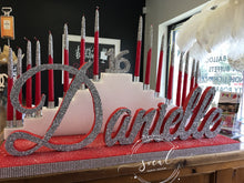 Load image into Gallery viewer, Sweet 16 Step Tiered Candelabra with glitter 16
