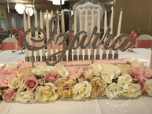 Sweet 16 Quince Candelabra full roses base Beauty and the beast, Alice in Wonderland, Masquerade Red Roses Theme