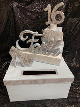 Load image into Gallery viewer, Tiara &amp; Stiletto Sweet 16, Quince or Mitzvah Tower Card Box
