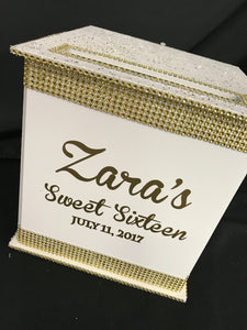 Rhinestone adorned large card box for Wedding, Sweet 16 or Mitzvah!